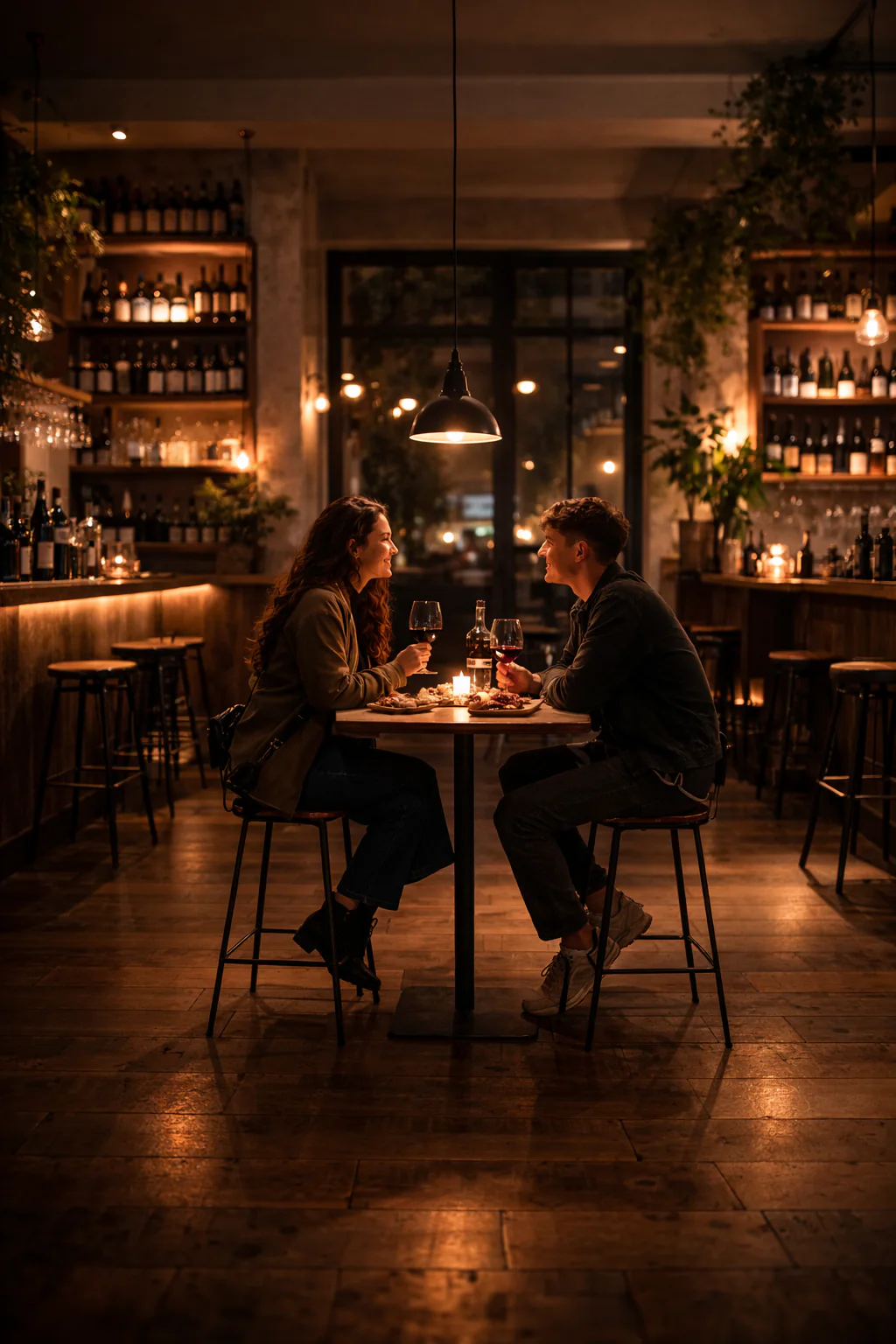 Candlelit restaurant dining room